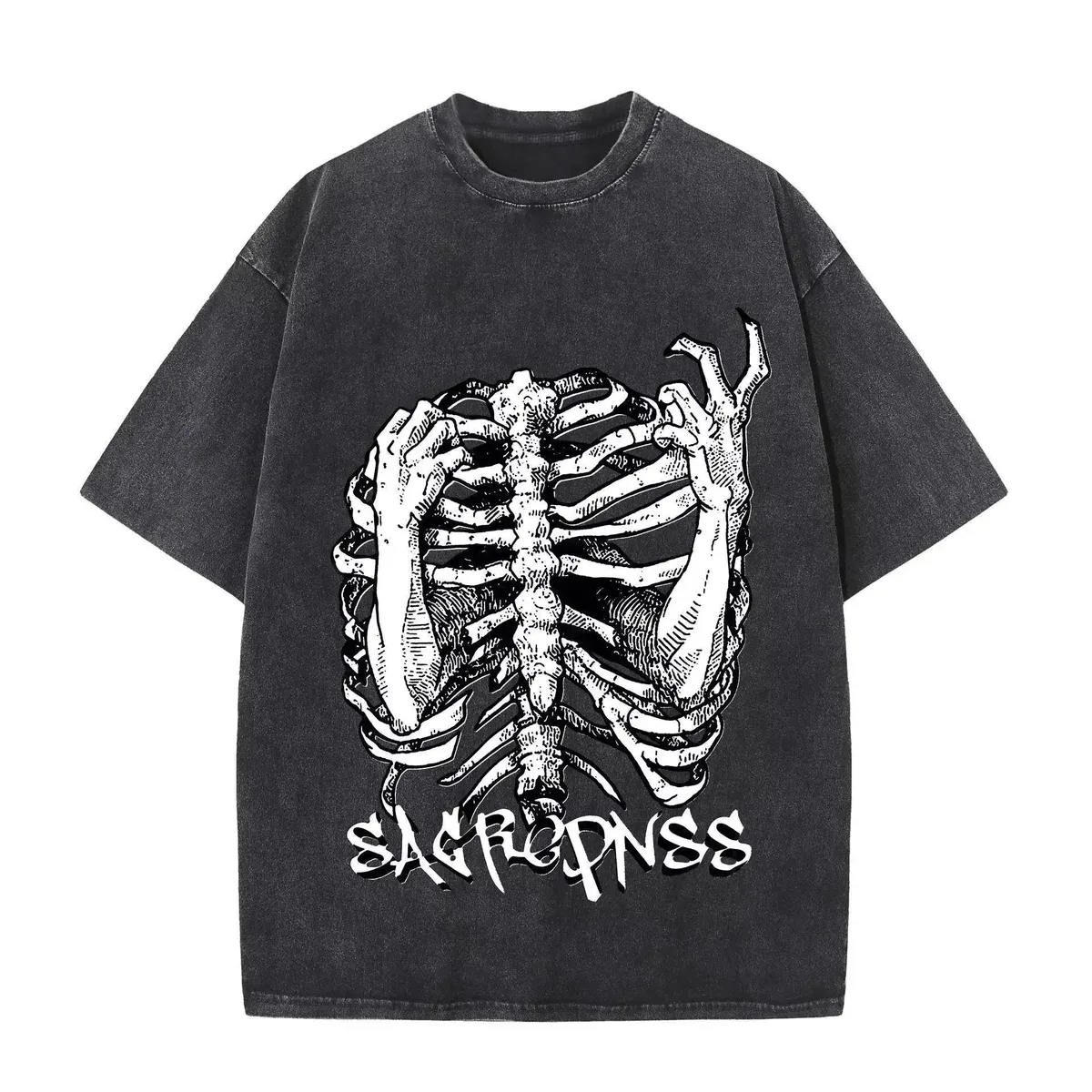 Unisex 27 Black Skeleton Print T-Shirt