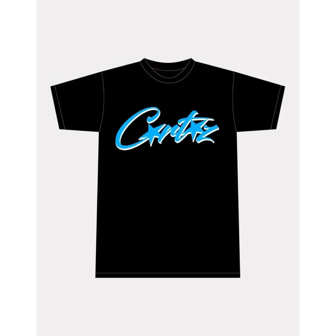 Corteiz RTW Black with Blue Logo T-Shirt