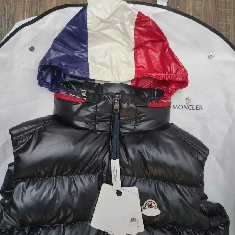 Moncler Maya Black & French Flag Hoodie Parka