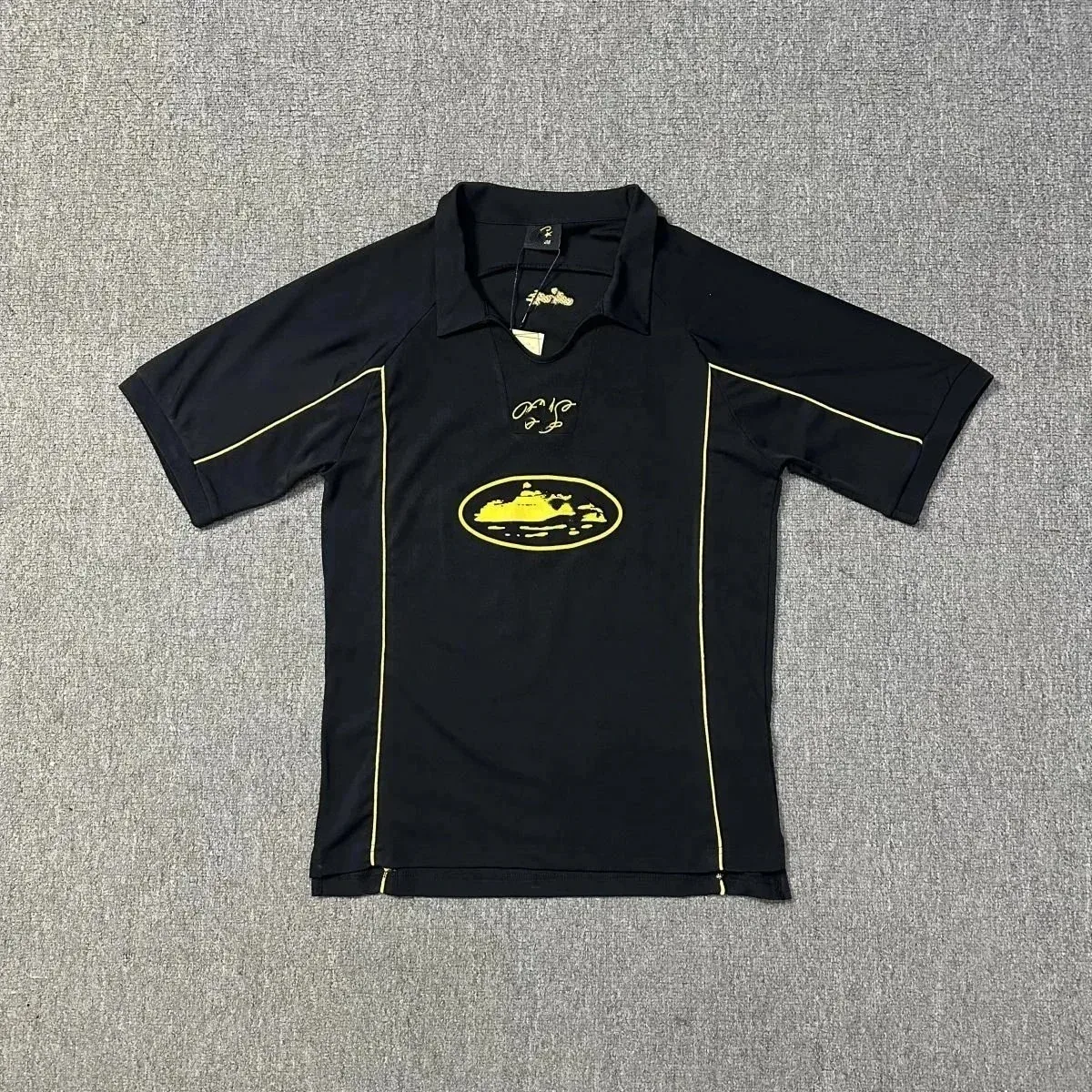Black Yellow 'Island' Polo Shirt