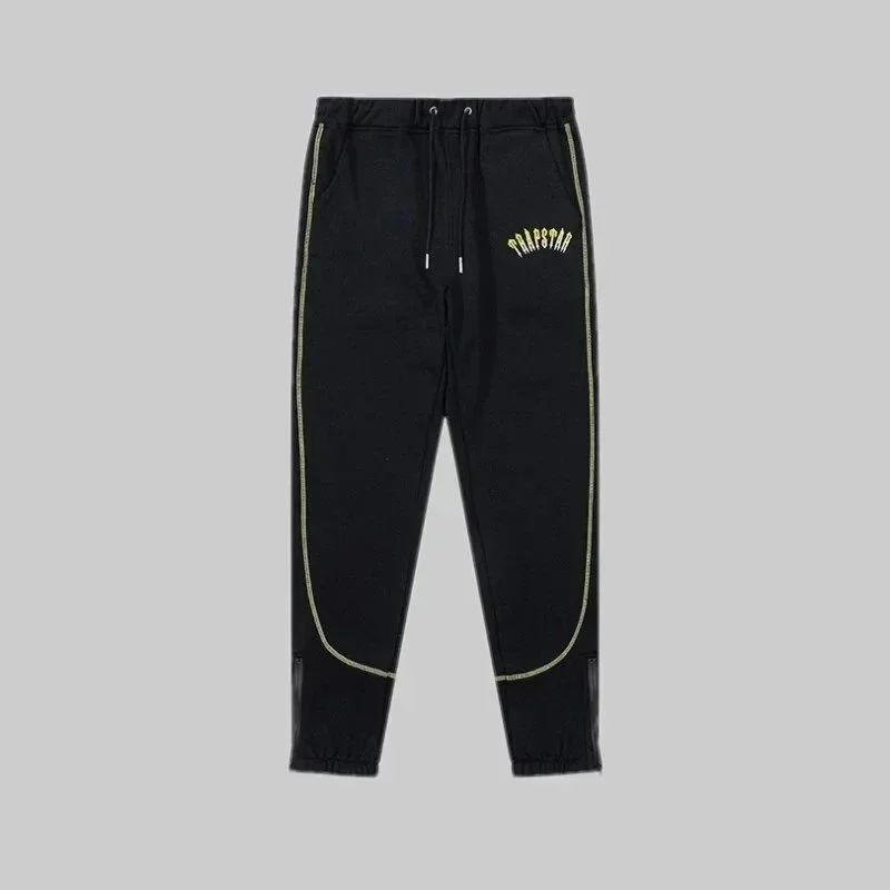Trapstar Black Track Pants with Neon Green Accents