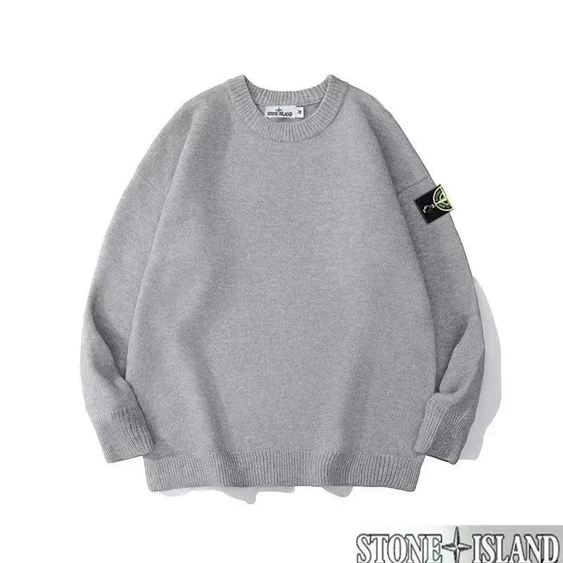 Stone Island 68-15 Grey Oversized Knit Sweater