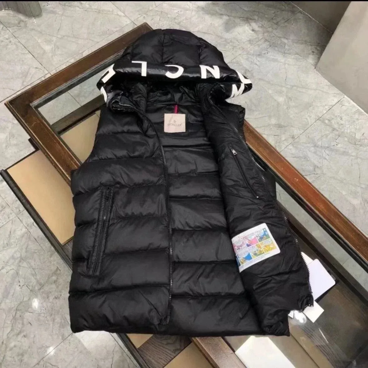 Moncler Black Logo Hooded Puffer Vest