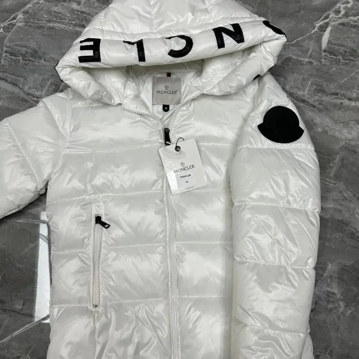 Moncler White Monogram Hooded Parka