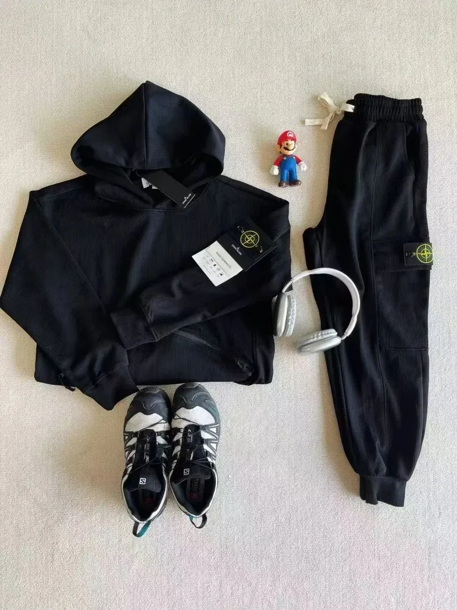 Stone Island 68-15 Black Hoodie & Pants Set