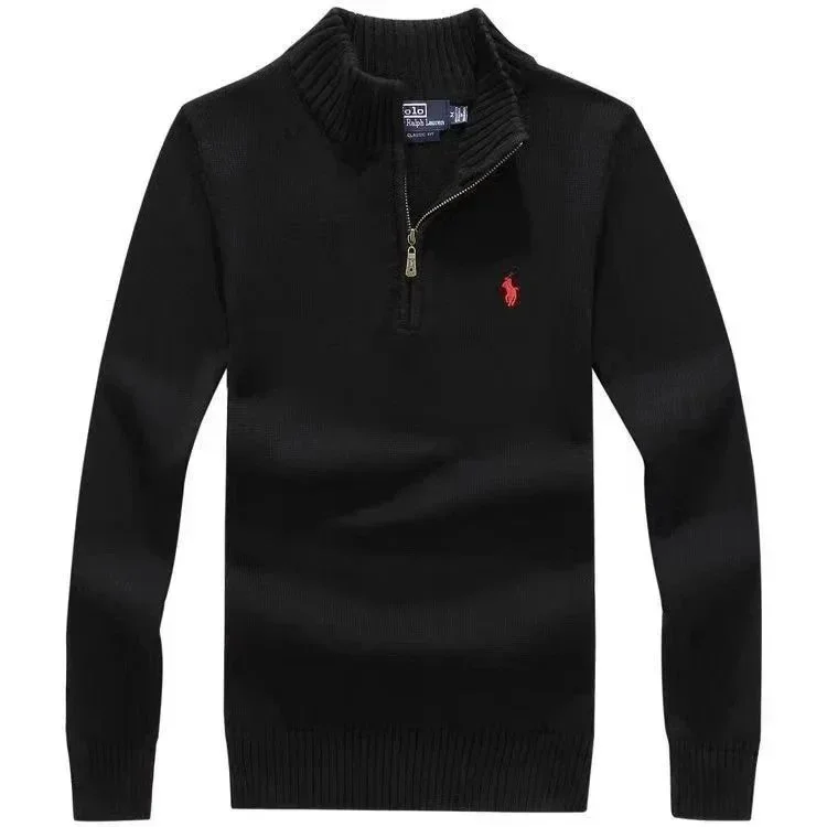 Ralph Lauren Black Polo Pony Half-Zip Sweater