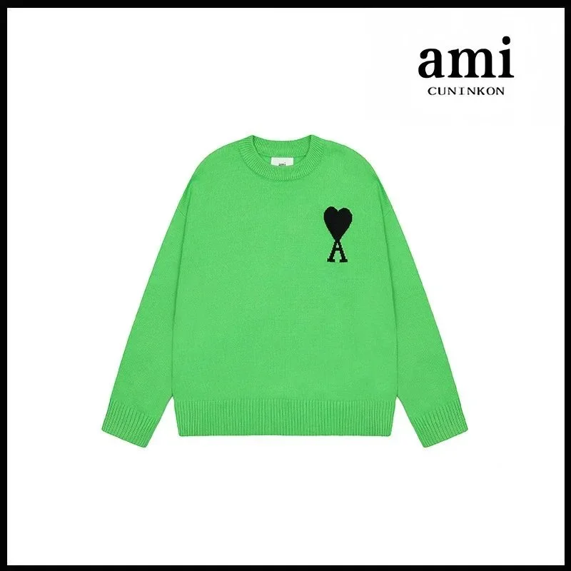 AMI 2115圆领提花款款 Fluorescent Green Sweater