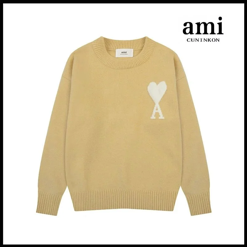 AMI A8143圆领提花款 Yellow Sweater