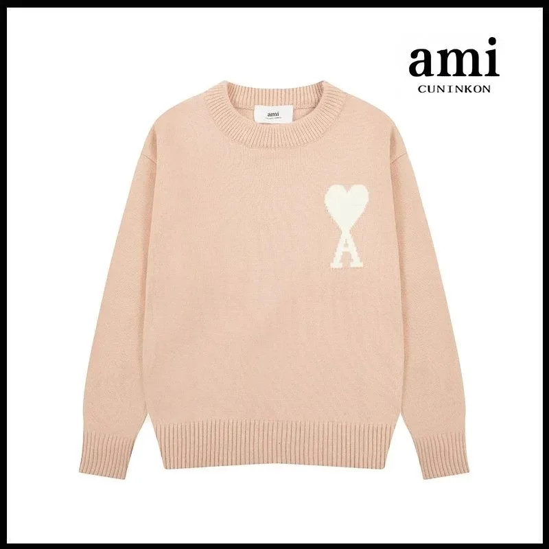 Ami A8143 Pink Heart Logo Sweater