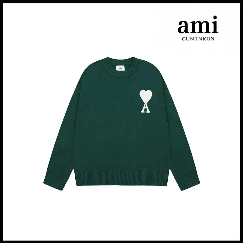 ami CUNINKON Wood Green 2115 Round Neck Knit Sweater