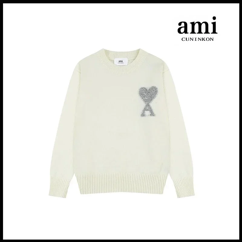 AMI A8146 Silver Heart Sweater Cream Casual