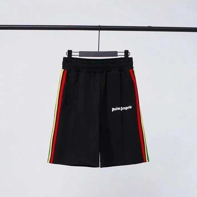 Palm Angels Track Rainbow Stripe Black Shorts