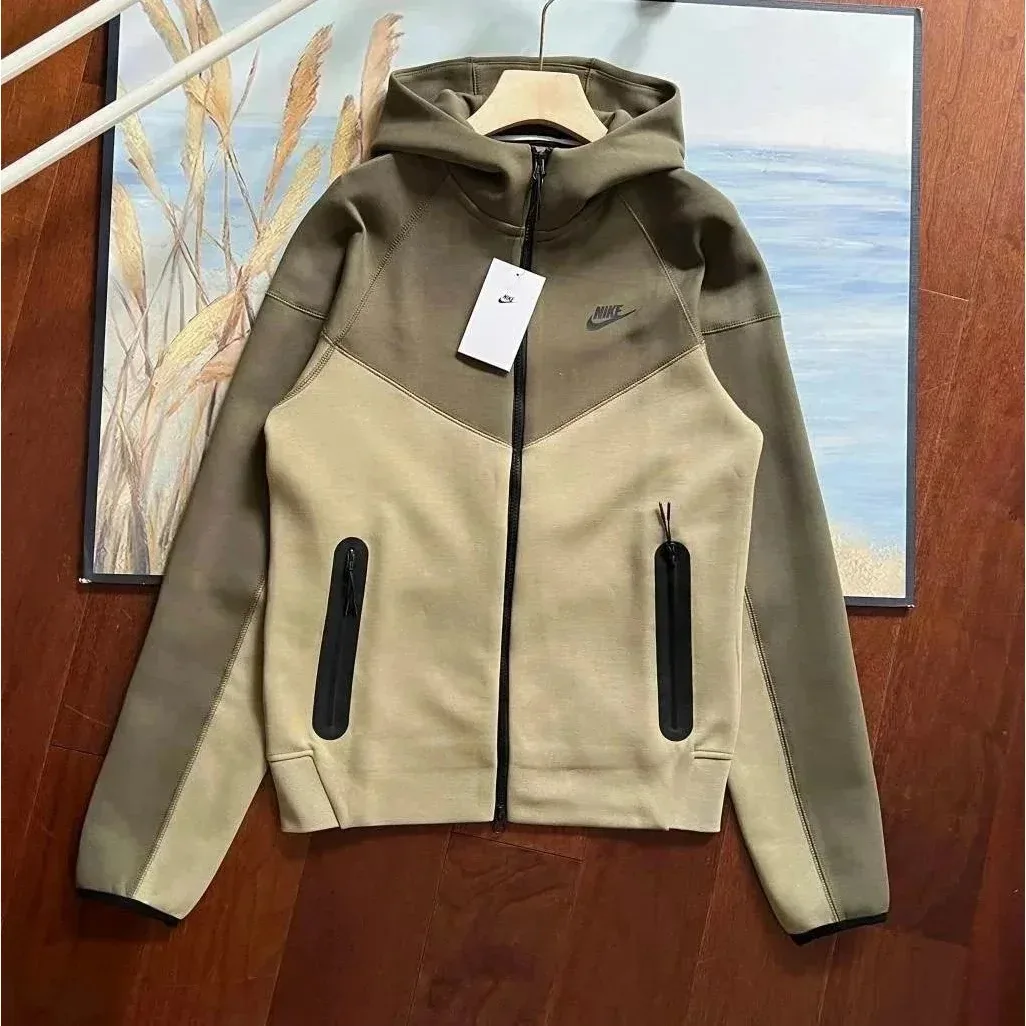 Nike Tech Fleece Olive Beige Hoodie Jacket