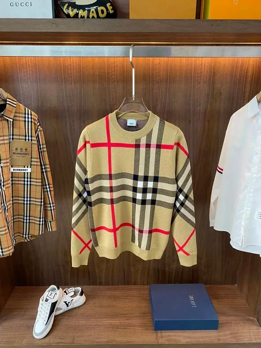 Burberry Classic Check Sweater Beige/Red Knitwear