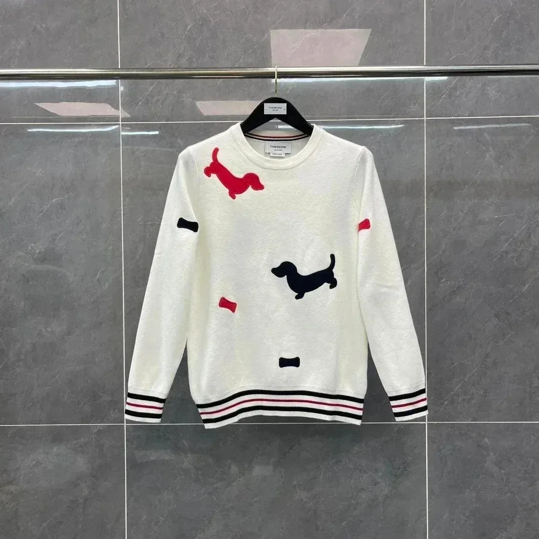 Thom Browne White Dachshund Sweater