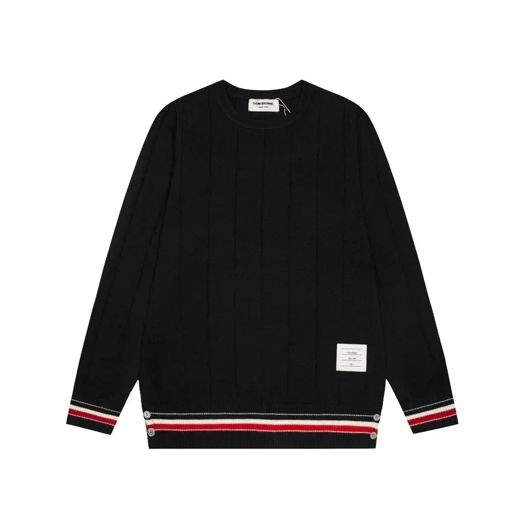 Thom Browne Black with Red/White Stripes Sweater