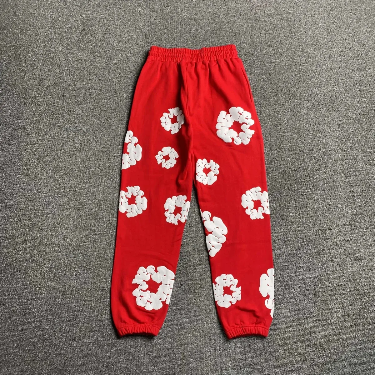 Red White Floral Print Sweatpants