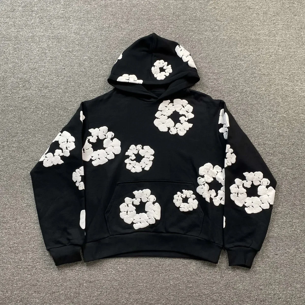 Black Popcorn Print Hoodie
