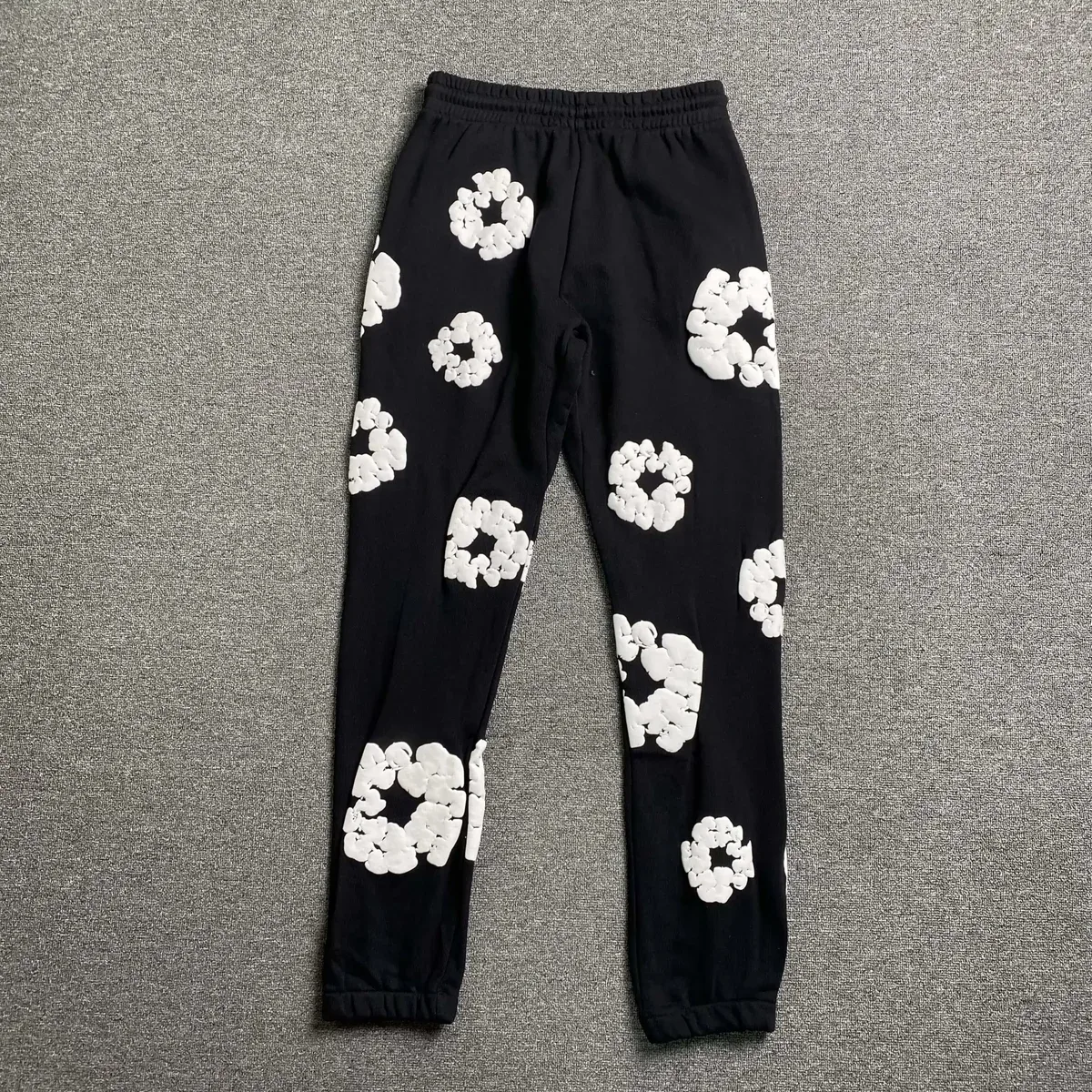 Black White Popcorn Print Sweatpants