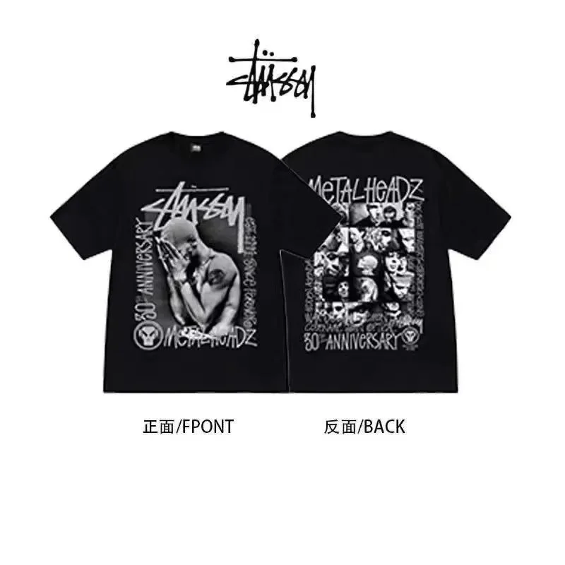 Stüssy Metal Headz 80th Anniversary Black T-Shirt