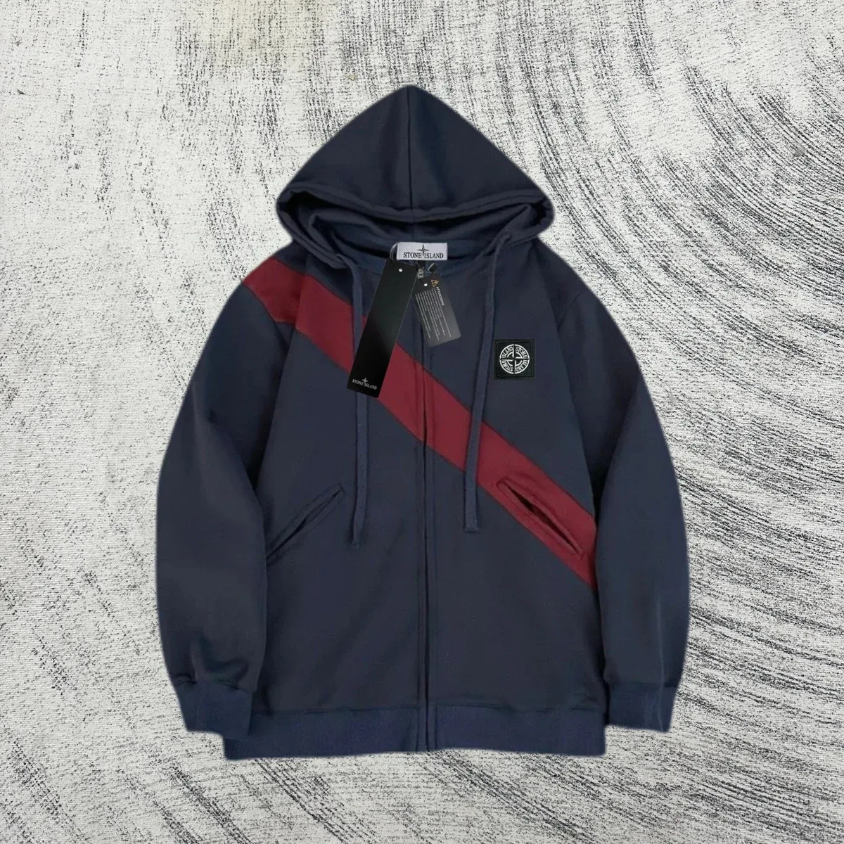 Stone Island 68-15 Navy & Red Hoodie