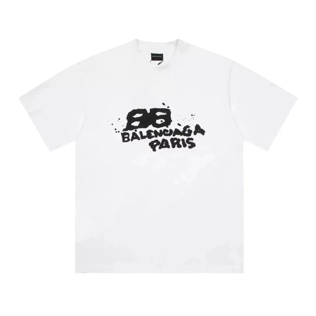 Balenciaga White Black Logo T-Shirt