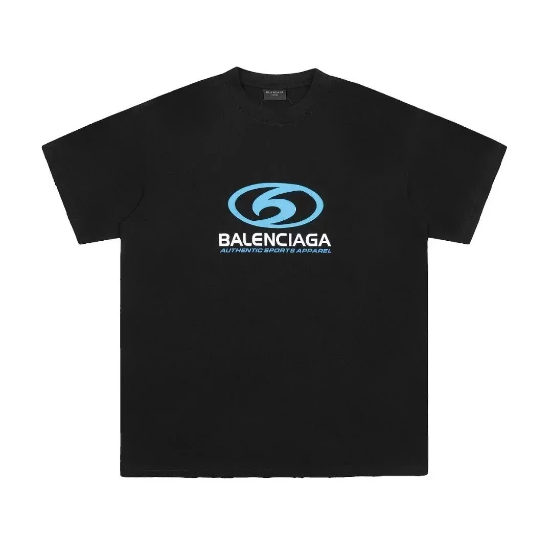 Balenciaga Black Blue Logo T-Shirt