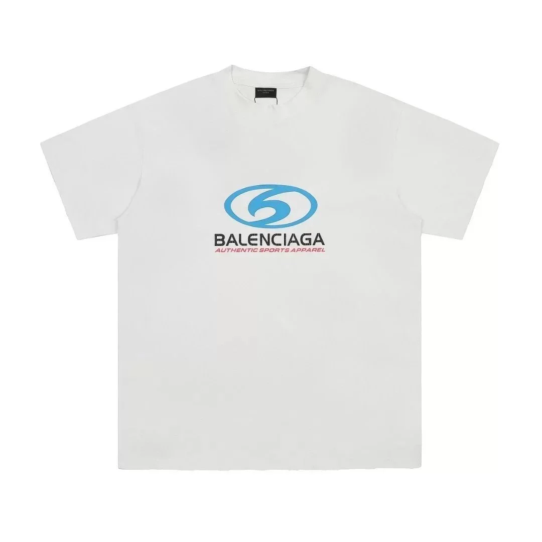 Balenciaga Authentic Sports T-Shirt White Blue Logo