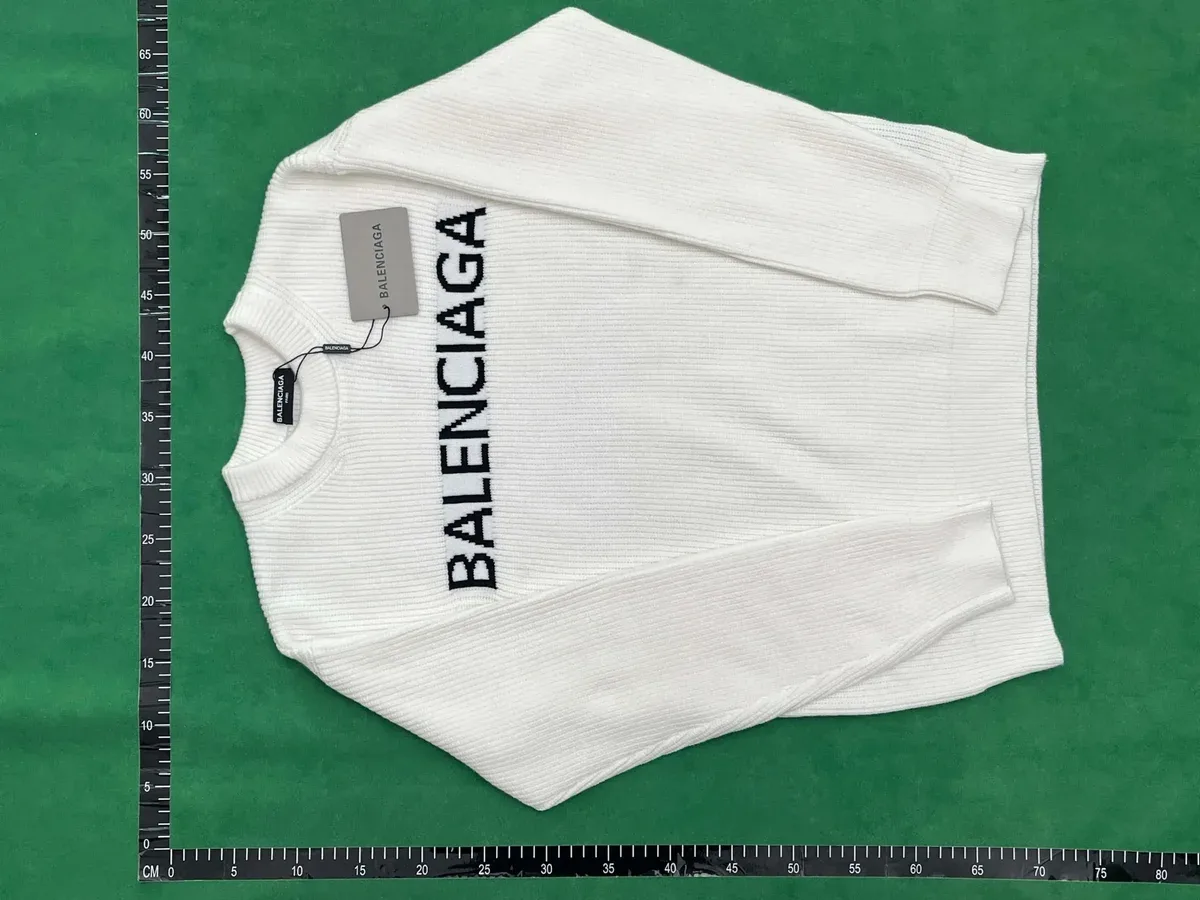 Balenciaga White Logo Knit Sweater