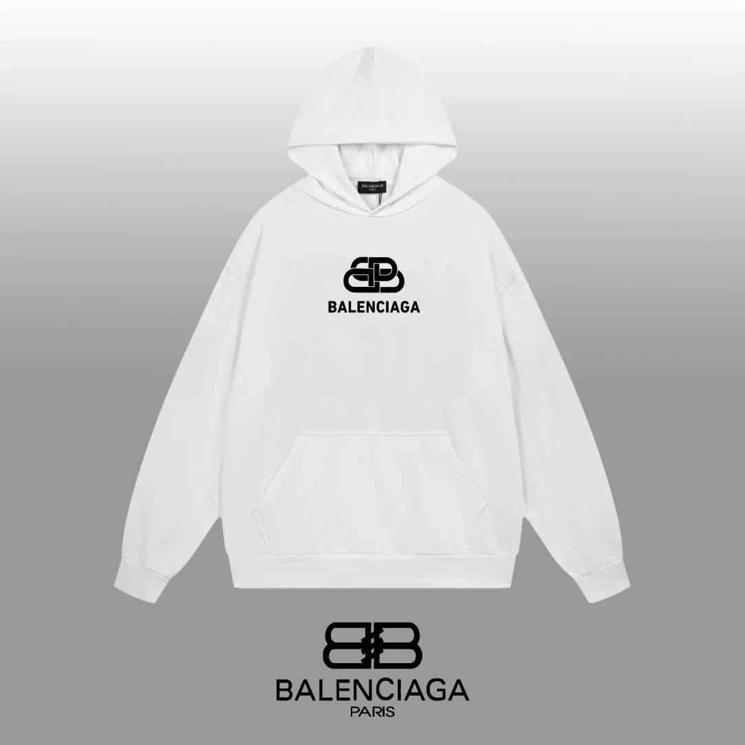 Balenciaga White Hoodie with BB Logo