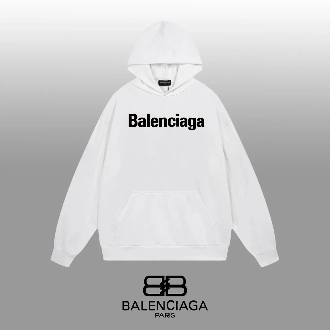 Balenciaga White Logo Hoodie Sweatshirt