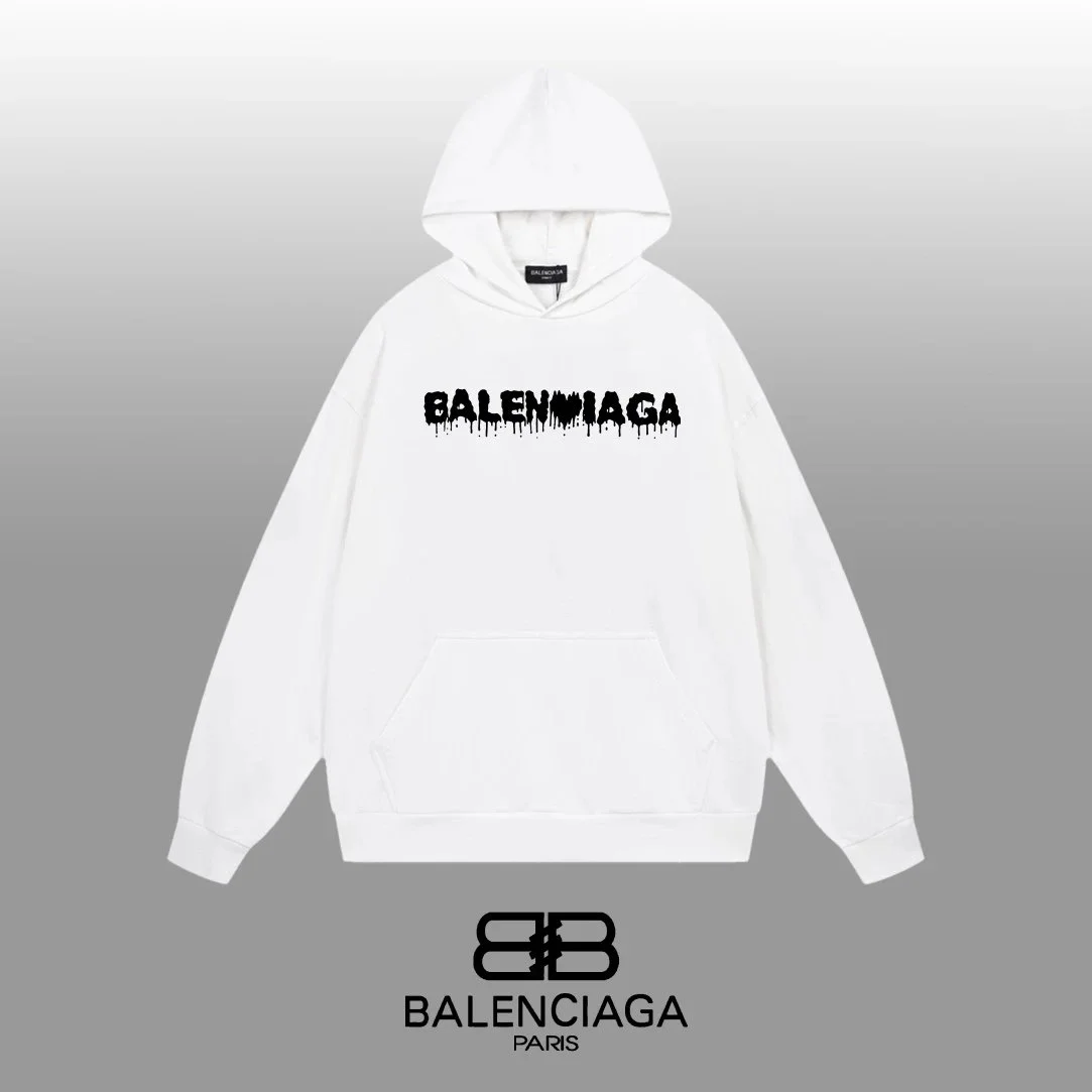 Balenciaga White Dripped Logo Hoodie
