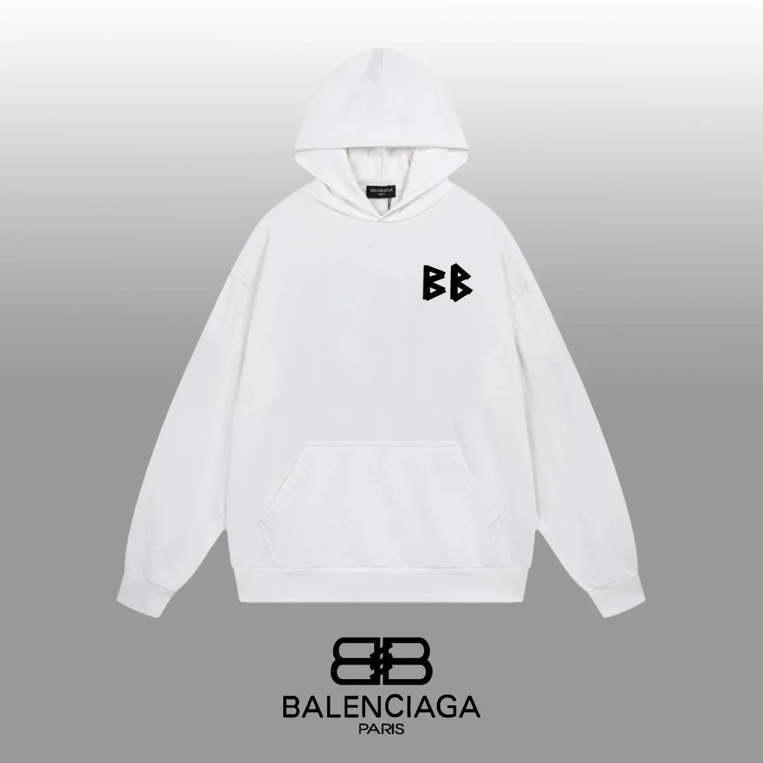 Balenciaga White BB Logo Hoodie