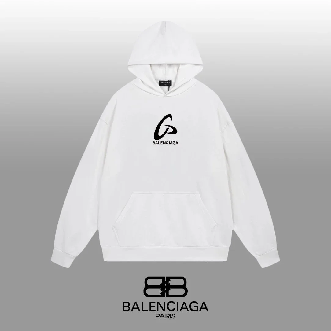 Balenciaga White Logo Hoodie Sweatshirt