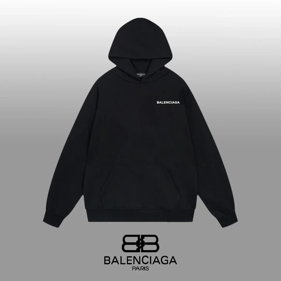 Balenciaga Black Hoodie with BB Logo