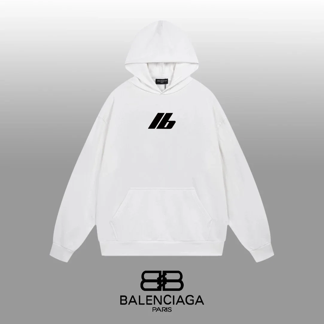 Balenciaga White '1b' Oversized Hoodie