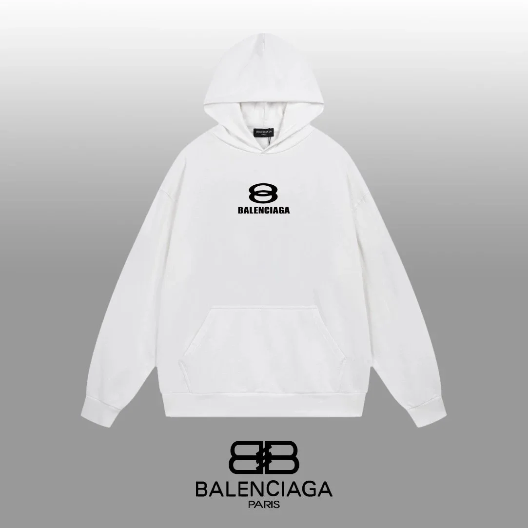 Balenciaga White Hoodie with BB Logo