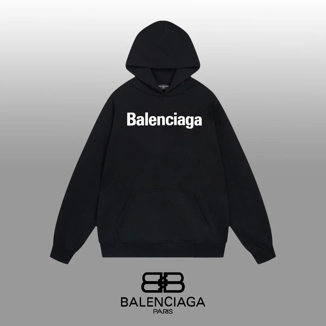 Balenciaga Black Hoodie with Logo Print