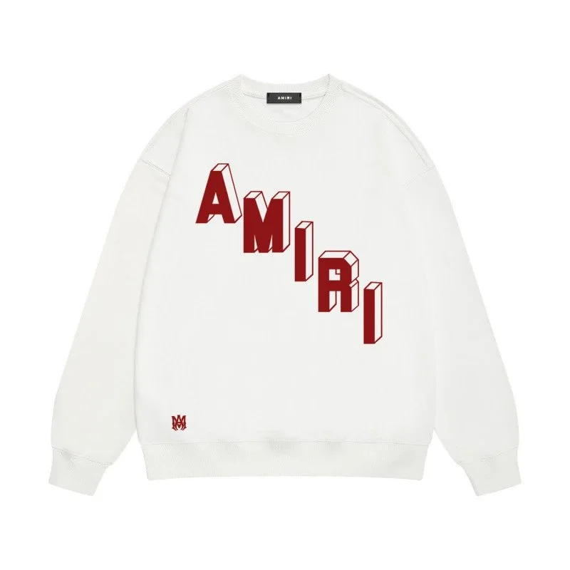 Amiri White Red Logo Crewneck Sweatshirt