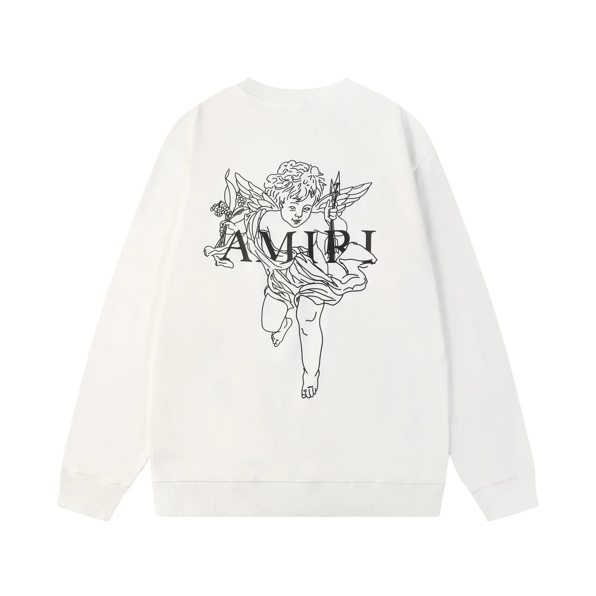 Amiri Cherub Angel Print Crewneck Sweatshirt White