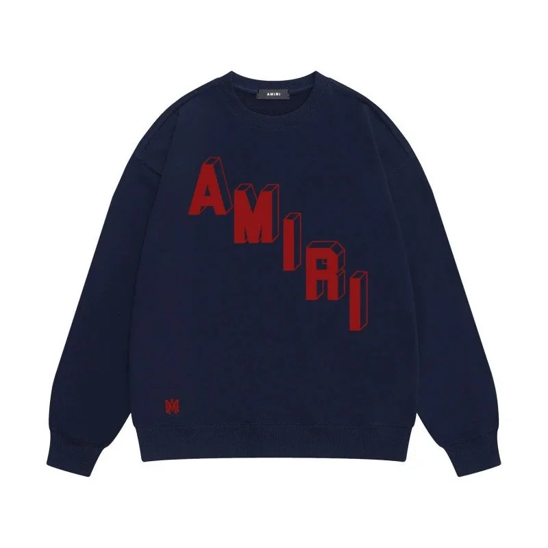 Amiri Navy Red AMIRI Logo Crewneck Sweatshirt