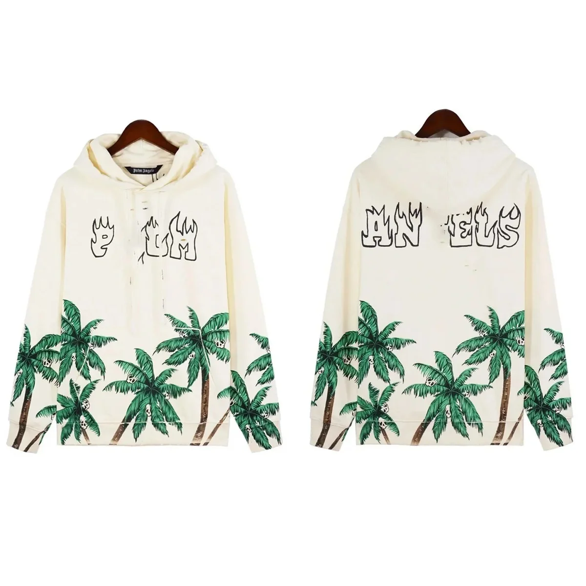 Palm Angels Palm City Coconut Trees Hoodie Cream