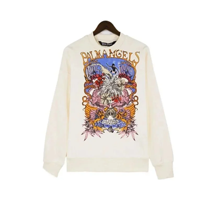 Palm Angels Life is Palm Cream Graphic Sweatshirt