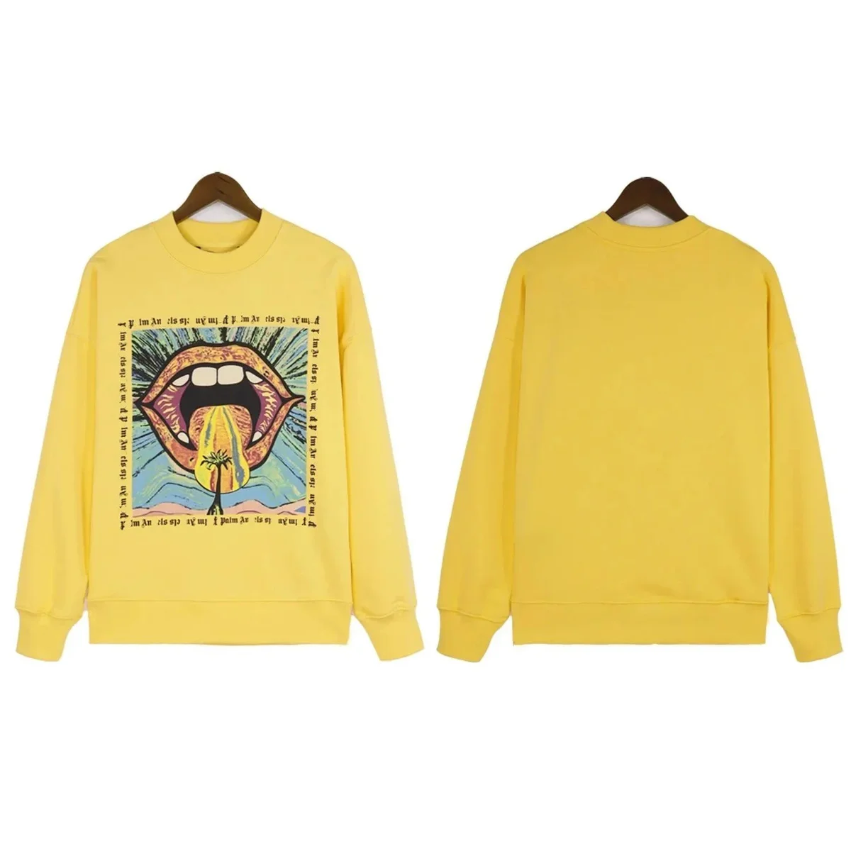 Unisex Yellow Graphic Print Sweatshirt