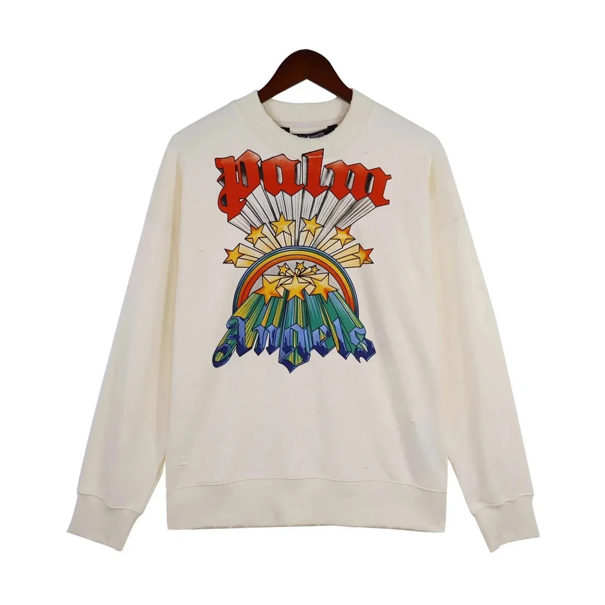 Palm Angels Palm Print Crewneck Sweatshirt Cream