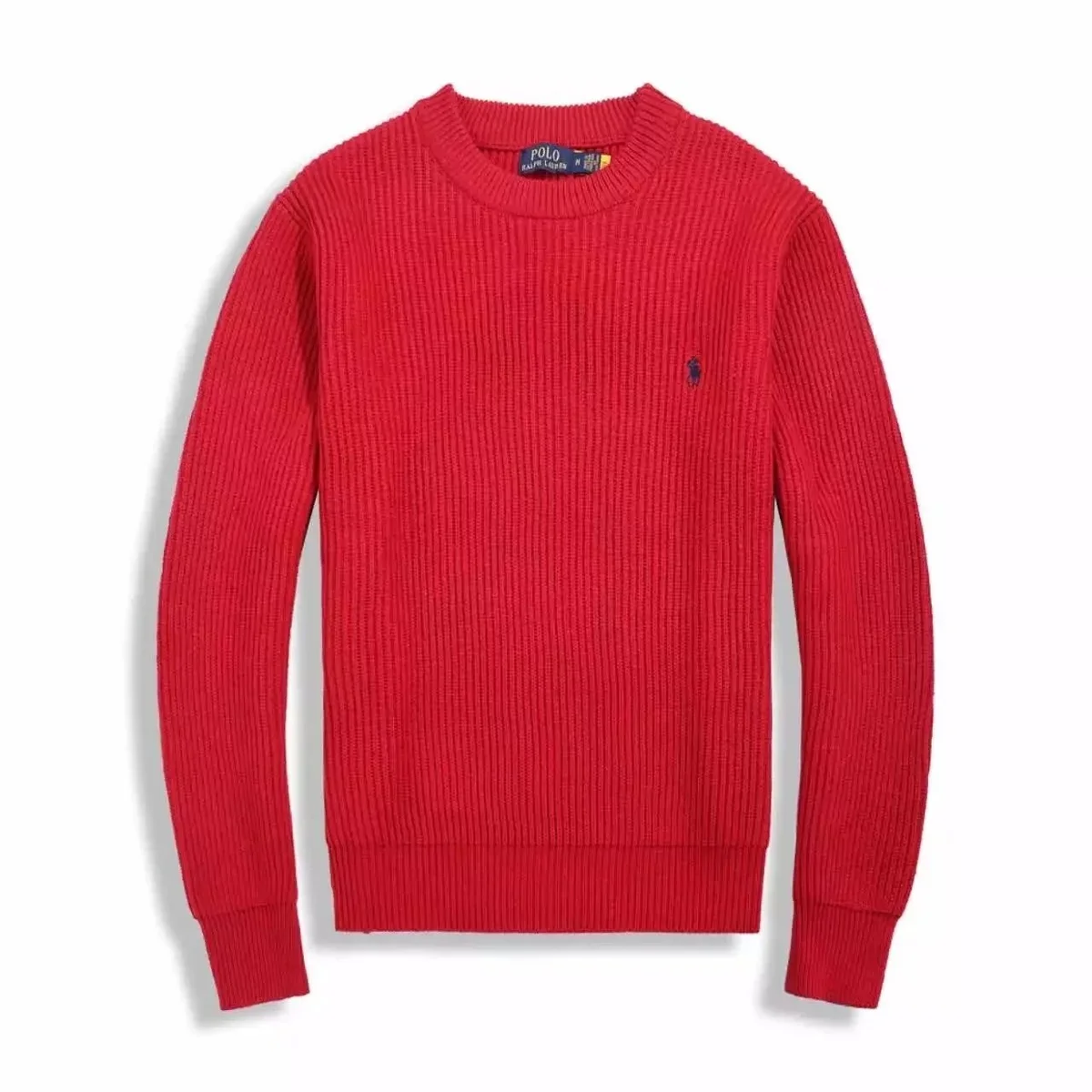 Polo Ralph Lauren Red Ribbed Crewneck Sweater
