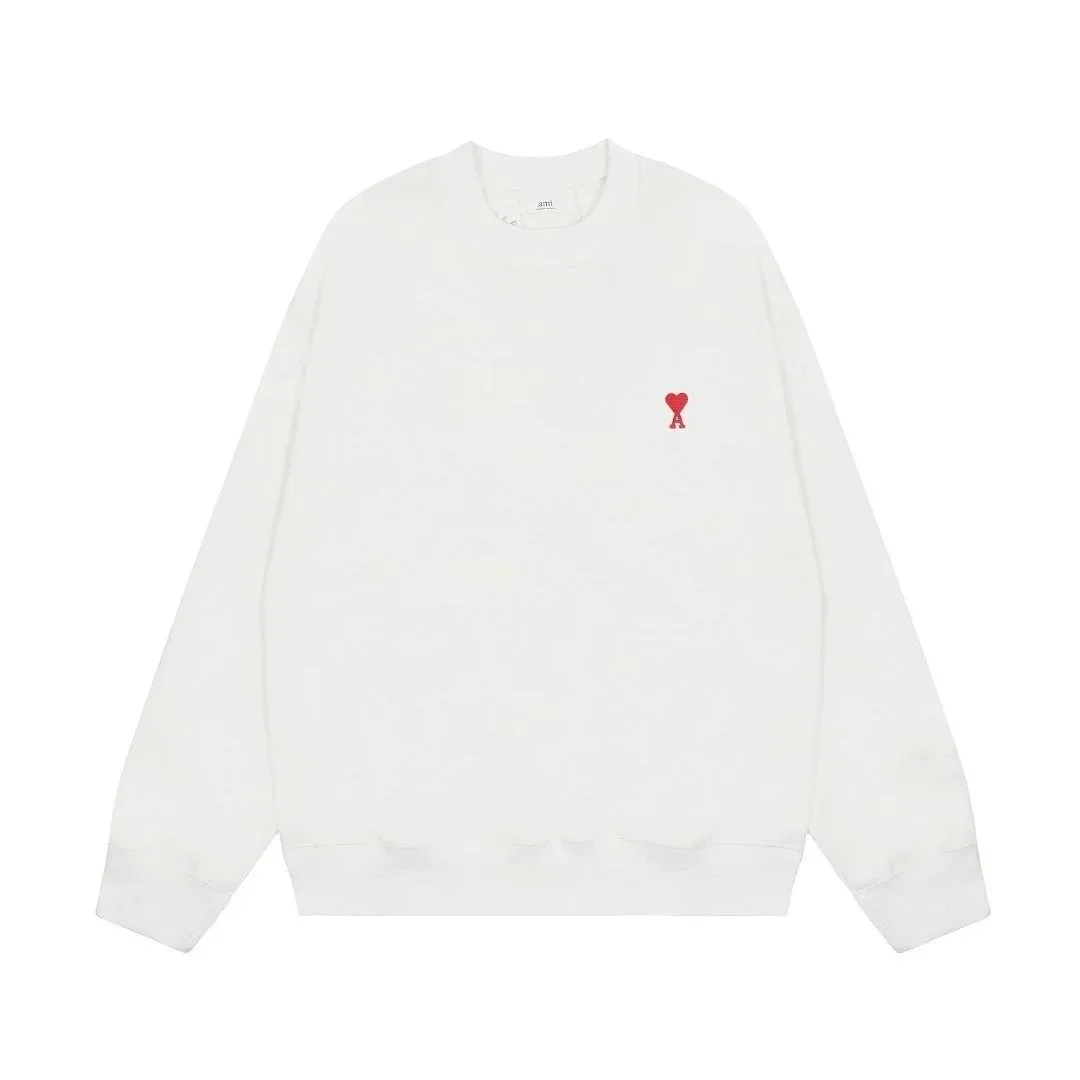 Ami White AM Heart Logo Crewneck Sweatshirt