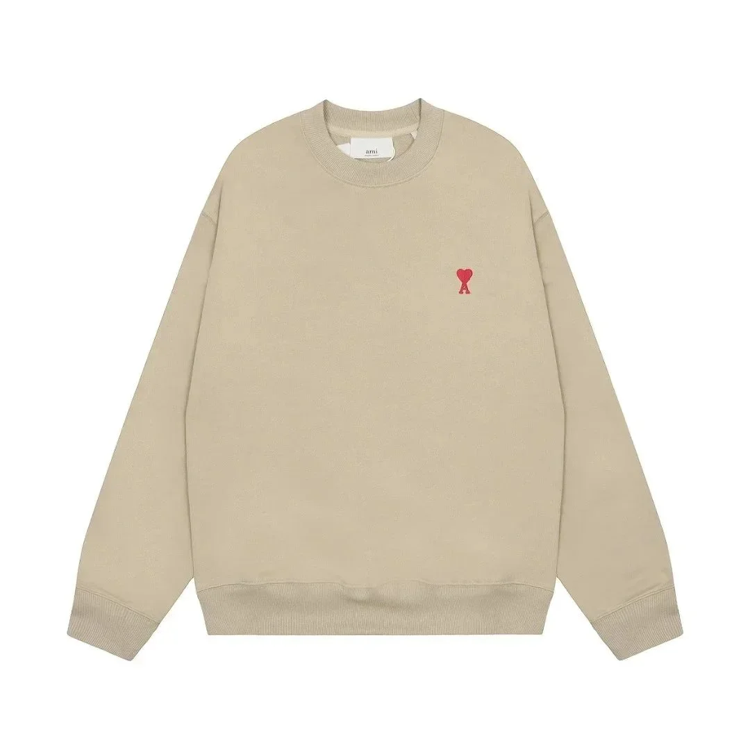 Ami Beige AM Heart Crewneck Sweatshirt