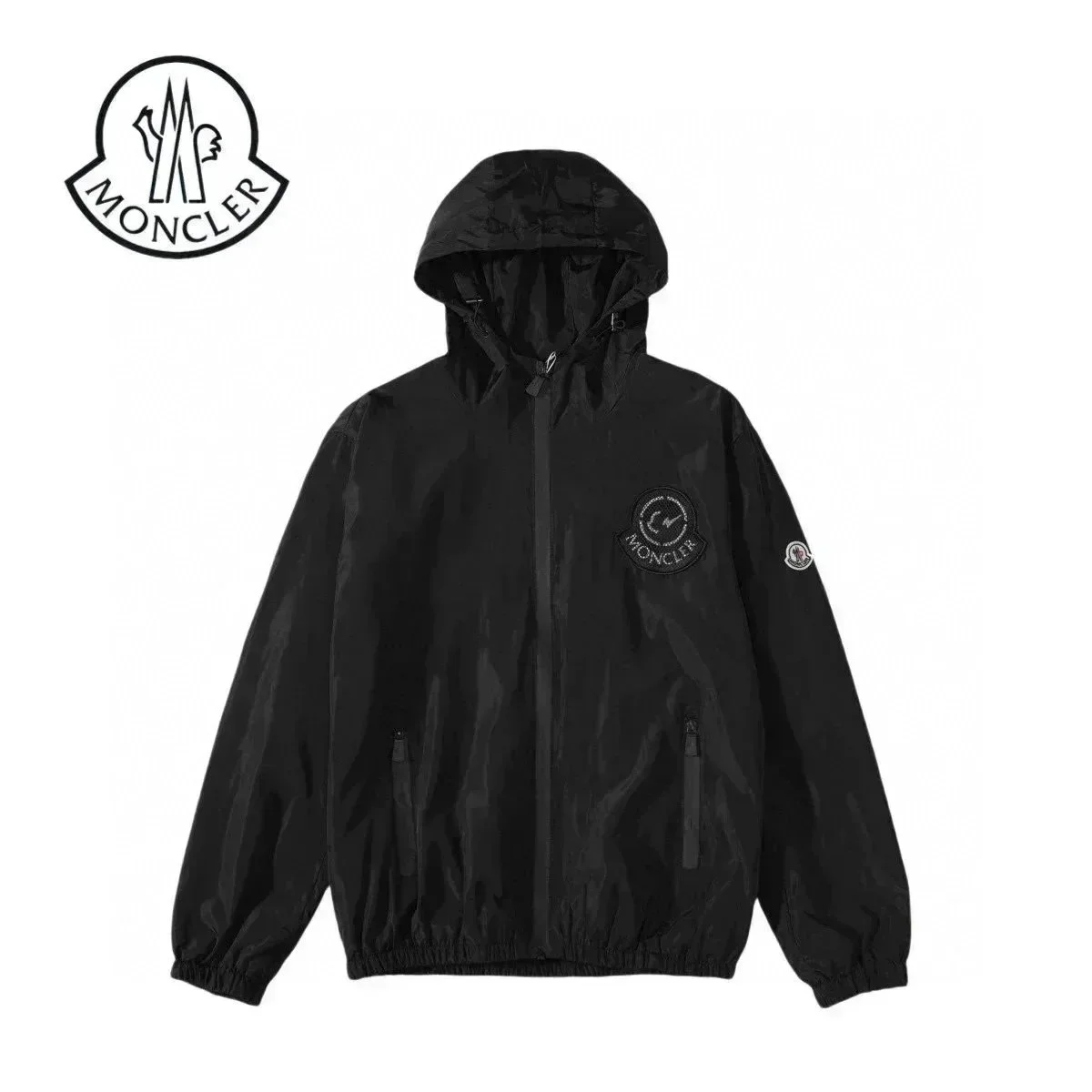 Moncler Black Hooded Windbreaker Jacket