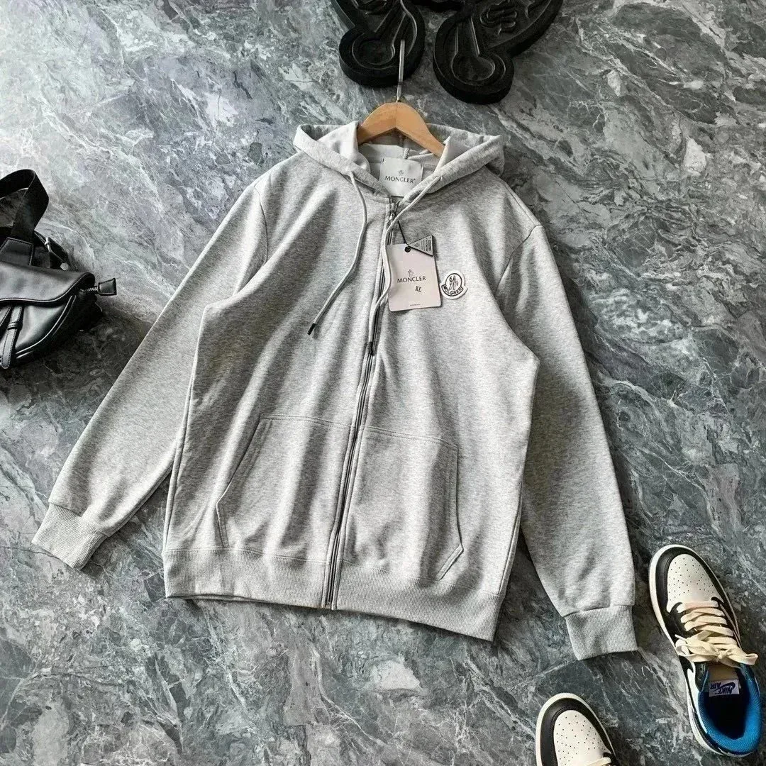 Moncler Grey Hooded Zip-Up Jacket